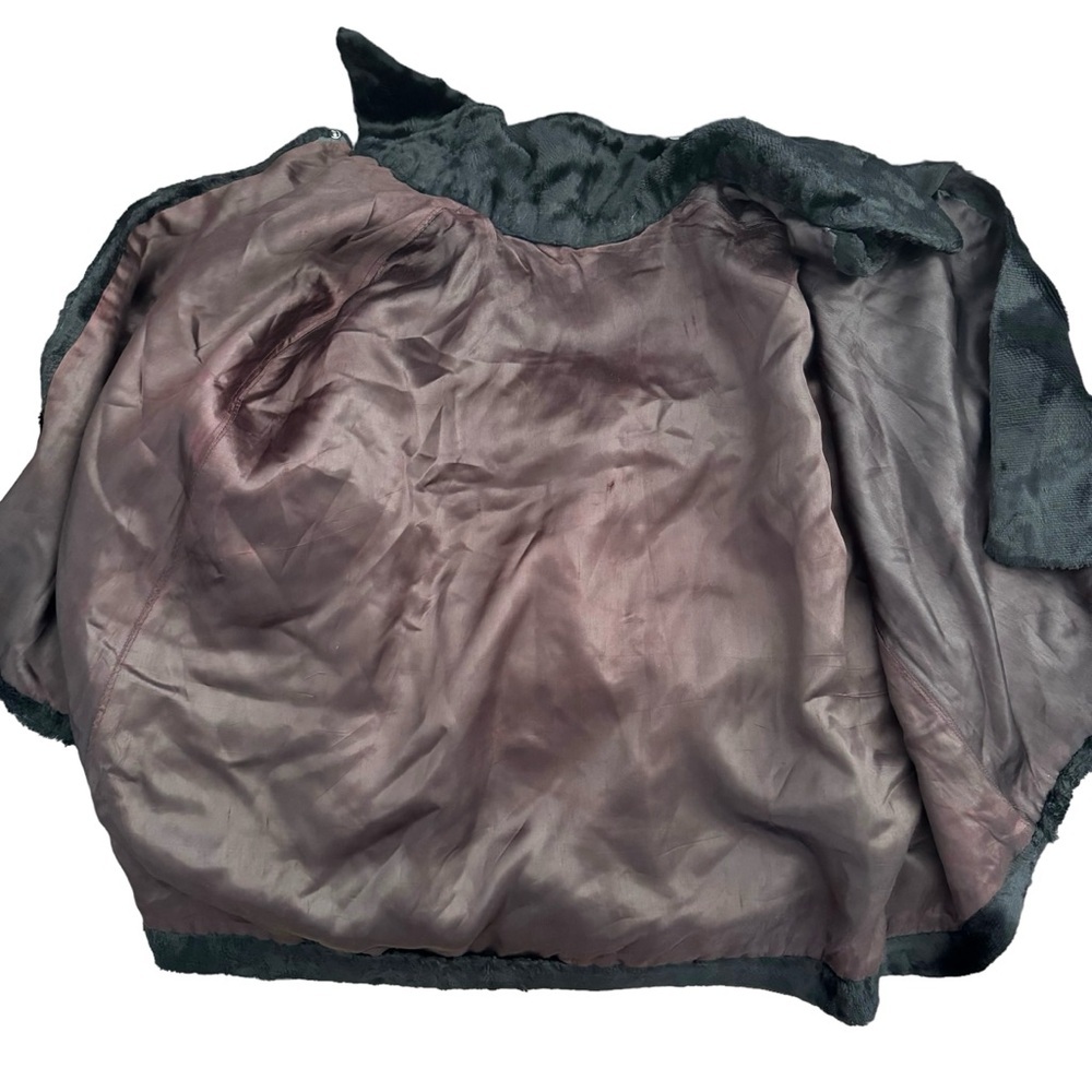 Vintage Black Faux Fur Cape Capelet Wrap Goth Old Hollywood Glam Goth - Picture 11 of 11